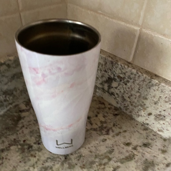 Travel cup “Best Teacher Ever” aqua w/silver lettering & plastic flexible straw - Picture 4 of 5